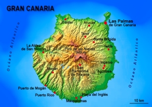 Mapa con los lugares de los que hablaremos en Gran Canaria